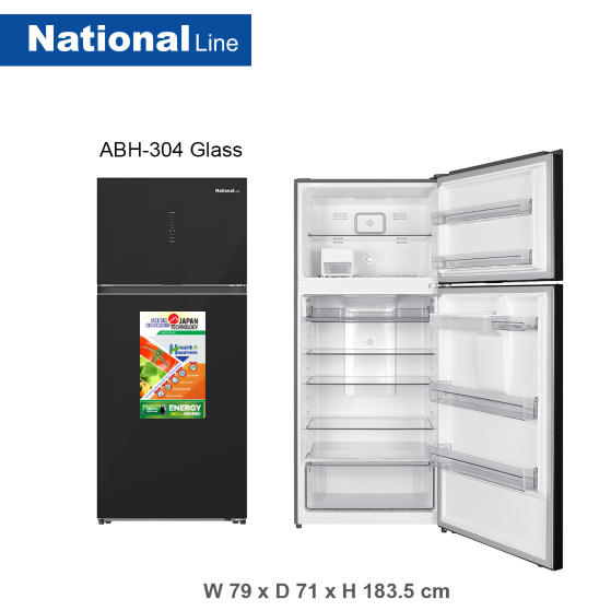 National Line Top Mount Refrigerator Black Glass